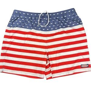 Vineyard Vines Men's American Flag Stripe Swim Trunks - Red, White, Blue